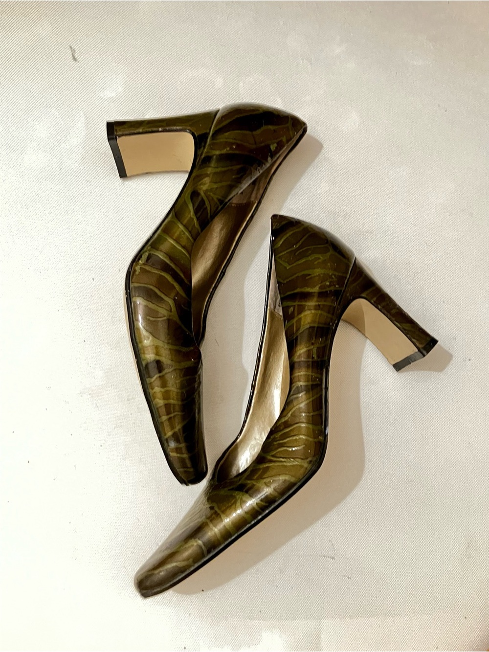 Olive Green Vintage Bellini Patent Leather heels - Women's Shoes